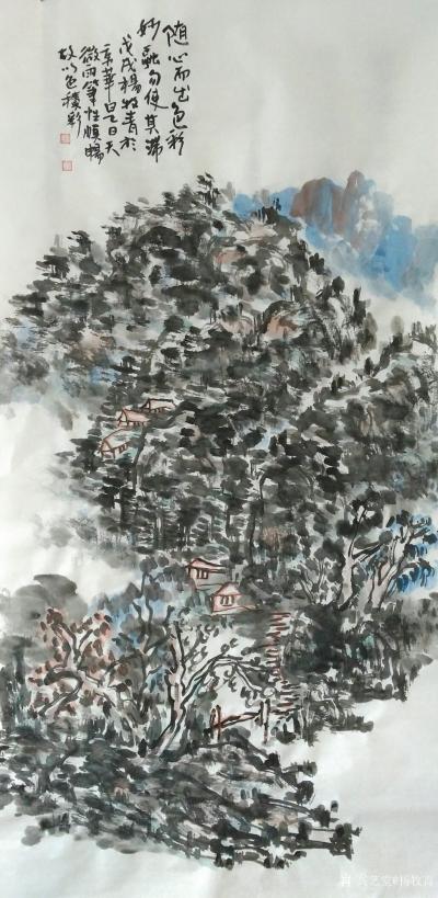 杨牧青日记-款识:随心而出，色彩妙融，勿使其滞。戊戌杨牧青于京华。
规格:136cm×68【图1】