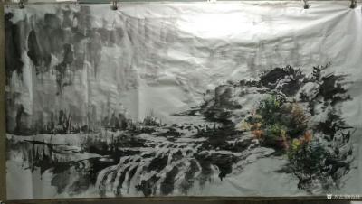 范锻日记-国画新作《春雨绵绵溪流似泄，山色蒙蒙云过如烟》。构思画一幅六尺山水初稿、完稿，过【图4】