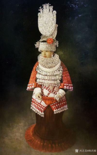 杨洪顺日记-油画《我心中永恒的美》
（苗族女神油画系列三）朋友都知道我喜欢画美女，画穿金戴【图2】