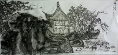 张杰栋日记-张杰栋国画作品，《梅园写生》。【图1】