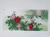 艺术家胡记领日记:四尺工笔欣赏138*68厘米《富贵和平》，胡记领【图0】