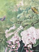 艺术家汪林日记:完成作品（赏花观蝶）100x60cm
汪林作品【图0】