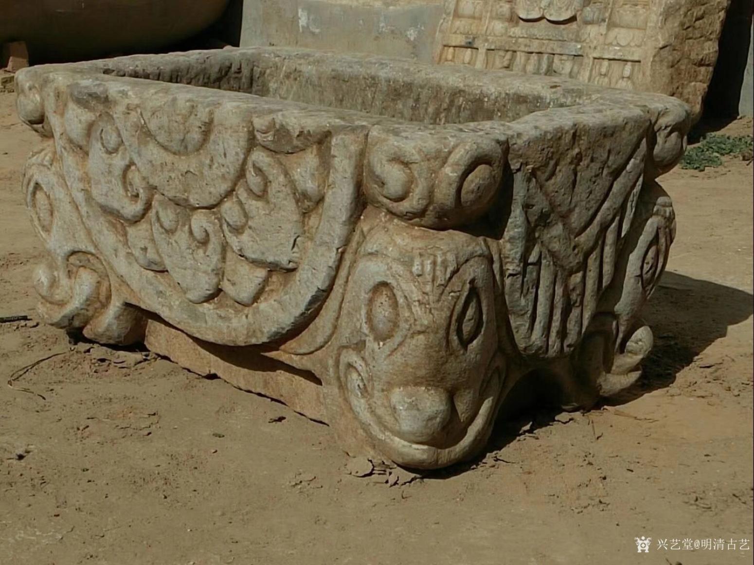 明清古艺文玩杂项作品《青石老鱼盆》【图0】