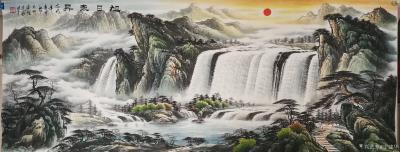 宁建华日记-国画彩墨山水《旭日东升》《峨眉三月玉泉香》，尺寸80x180cm，献给老师们欣赏【图2】