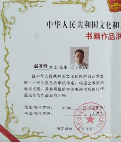 赵习恒荣誉-多部门审核鉴定，当代书画家当前作品市场价值。
赵习恒【图2】