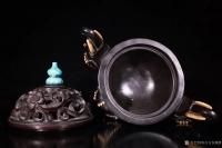 艺术家东方古玩城堡收藏:清代，小叶紫檀镶xy书房香薰炉、此件藏品取料名贵稀少，万木之【图1】