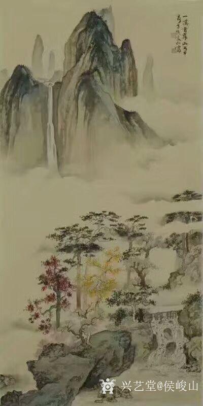 侯峻山日记-国画山水画四幅，“重重楼阁仙云卷,无数青峰出竹西”，供爱好者欣赏。
候俊山【图2】