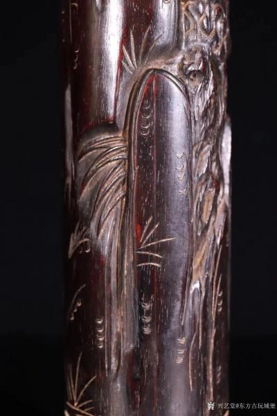 东方古玩城堡收藏-清代，小叶紫檀雕刻人物故事香筒、此件藏品取料名贵稀少，雕刻纹饰精美，器形稀少，褒【图8】