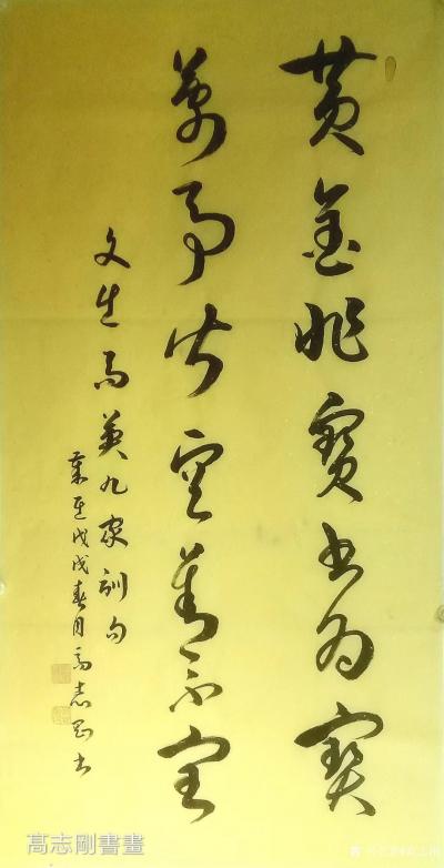 高志刚日记-我的草书创作《黄金非寳書為寳，萬事皆空善不空》。
规格：四尺整纸138x69c【图1】