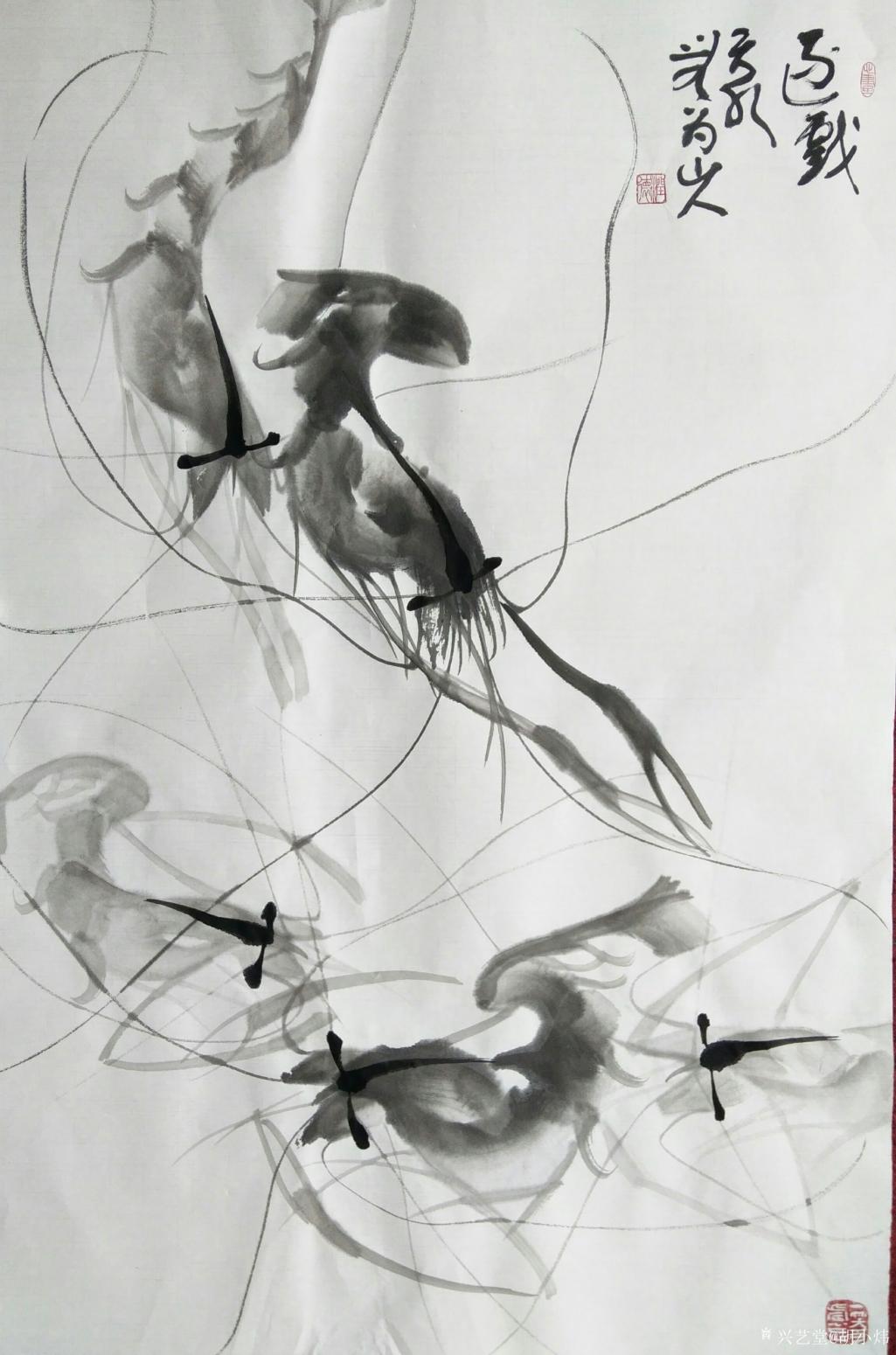 胡小炜（润德）国画作品《逐戏》【图0】