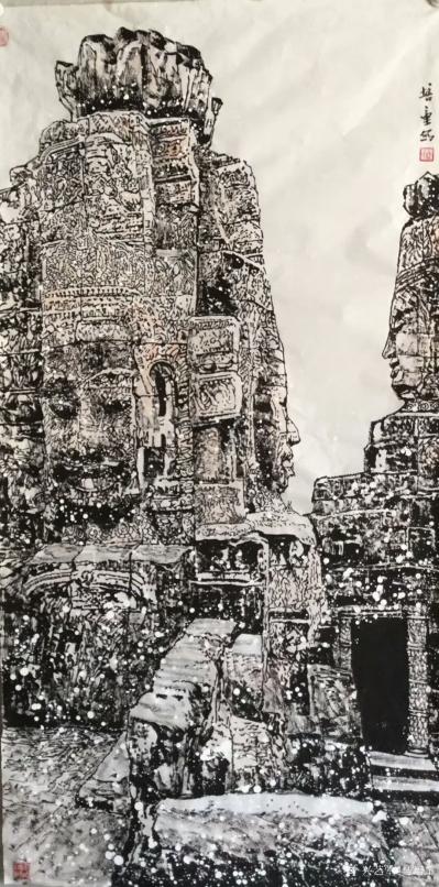 马培童日记-十一，“汉画石刻皴，刀法变笔法，”
   我画吴哥石窟，当然这需要大量的传统学【图3】