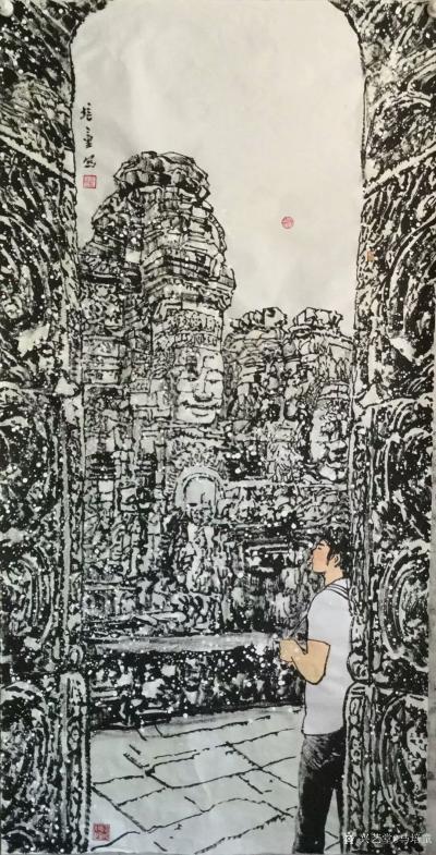 马培童日记-十一，“汉画石刻皴，刀法变笔法，”
   我画吴哥石窟，当然这需要大量的传统学【图4】