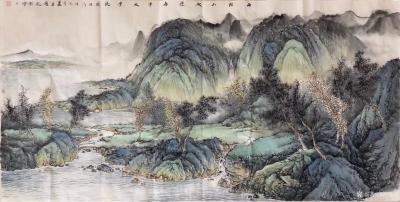 胡坚谋日记-四尺精品山水现货，胡坚谋国画【图3】