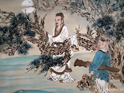 李亚南日记-李亚南书画工作室作品     《中秋赏月图》，160×70cm【图2】