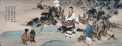 李亚南日记-李亚南书画工作室作品     《中秋赏月图》，160×70cm【图3】