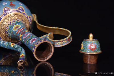 东方古玩城堡收藏-清代“乾隆年制”款 铜胎珐琅彩执壶、精湛满掐丝工艺、狮子戏球纹、满工、局部鎏金、【图5】