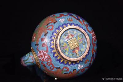 东方古玩城堡收藏-清代“乾隆年制”款 铜胎珐琅彩执壶、精湛满掐丝工艺、狮子戏球纹、满工、局部鎏金、【图6】