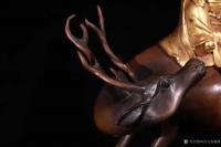 艺术家东方古玩城堡收藏:清代 铜鎏金寿仙翁摆件，寿星，他的坐骑是白唇鹿，仙翁是古代神【图3】