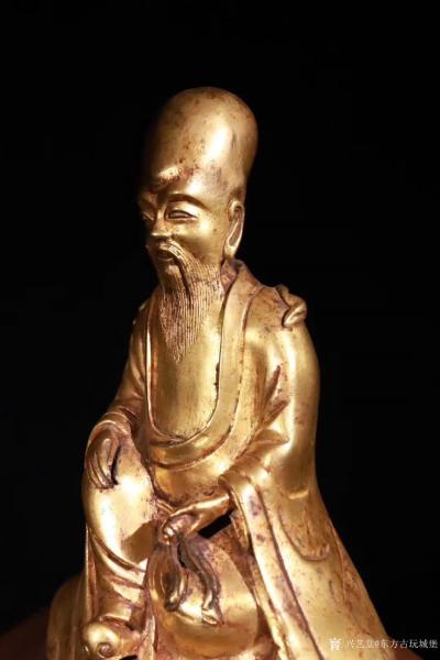 东方古玩城堡收藏-清代 铜鎏金寿仙翁摆件，寿星，他的坐骑是白唇鹿，仙翁是古代神话传说中的老寿星，又【图7】