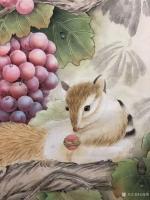 艺术家石海博日记:国画工笔画《葡萄》，供大家欣赏，喜欢的欢迎订制，可添加自己要【图1】
