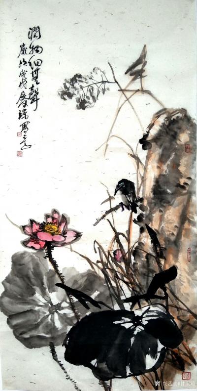 甘庆琼日记-国画《润物细无声》~尺寸136x68cm
  艺术创作讲究留白，人生更是如此，【图1】