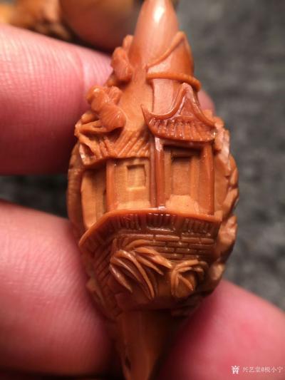 税小宁日记-精品巜苏州园林》脖挂尺寸2.1*4.4左右的老梅林核精雕，中间配的是1.6正圆
【图6】