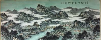 刘应雄日记-这是2017年10月根据朋友的愿望，为之创作了一幅8尺山水大画《山市晴岚》；此作【图1】