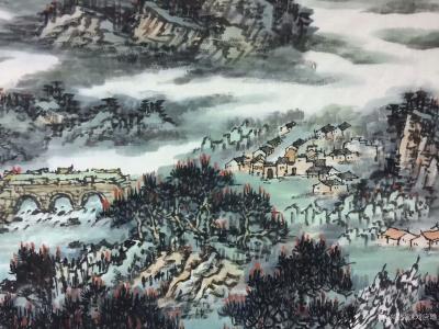 刘应雄日记-这是2017年10月根据朋友的愿望，为之创作了一幅8尺山水大画《山市晴岚》；此作【图4】