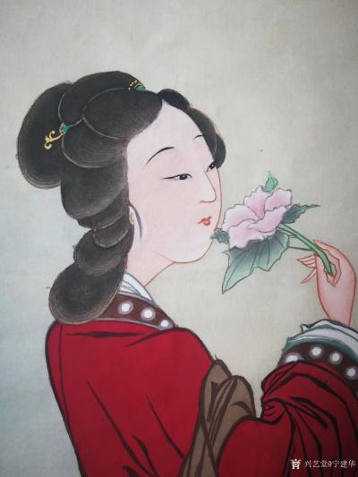宁建华日记-国画彩墨人物画《仕女图》尺寸105*33cm，现品，请老师们欣赏
宁建华【图2】