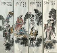 艺术家侯同印日记:国画人物画新作品，《八仙图》，4条屏，请大家品鉴。
候同印【图4】