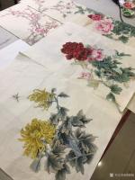 艺术家林丽姐日记:晒晒近期的工笔画作品《双士图》《双鹤图》百花汇，【图0】