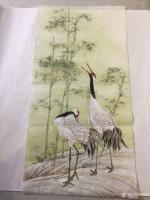 艺术家林丽姐日记:晒晒近期的工笔画作品《双士图》《双鹤图》百花汇，【图1】