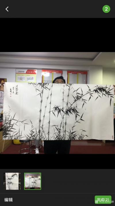 启鹏日记-国画《清风竹韵图》，竹长溪水边，不畏三九寒。无人识清风，徒自亮高节！启鹏作品【图2】