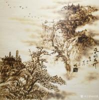艺术家孙传海日记:原创烙画艺术作品山水画《松涛》《春回大地》《江南春》
  【图1】