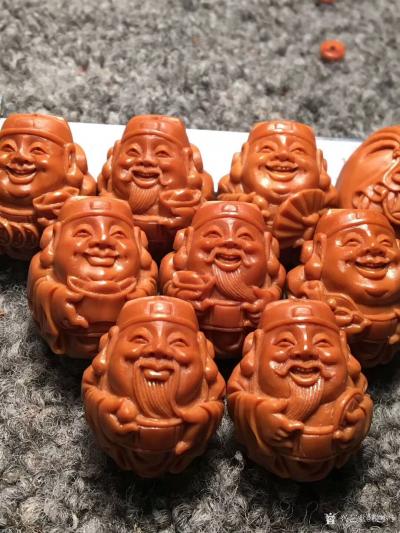 税小宁收藏-刚刚完工的八宝财神 尺寸2.1*2.4 一直是爆款 核色红润 整身雕刻 立体感超【图1】