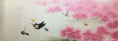 魏建军日记-新创作了国画《三生三世十里桃花香》，桃花盛开的地方，这是一副蝴蝶桃花图，谁拥有这【图3】