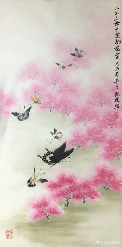 魏建军日记-新创作了国画《三生三世十里桃花香》，桃花盛开的地方，这是一副蝴蝶桃花图，谁拥有这【图6】