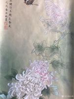 艺术家汪林日记:客户定制工笔花鸟画作品《梅兰竹菊》完成，尺寸100x35cm【图3】