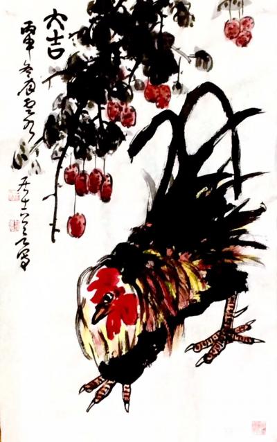 龚光万日记-回望·丁酉一一 花鸟画 《大吉图》等九帧。【图6】