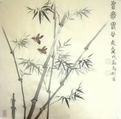 高志刚日记-国画创作《虚怀若谷》
规格：四尺斗方69x69cm。
材料：白色宣纸软片。
【图1】