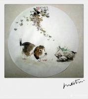 艺术家袁春宝日记:国画动物狗狗四幅《旺旺图》，小品66*66cm
袁春宝【图3】