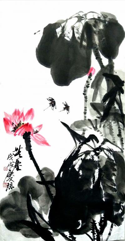 甘庆琼日记-国画花鸟新作《秋阴不散霜飞晚，留得残荷听雨声》尺寸~ 136 X 68cm，《无【图2】