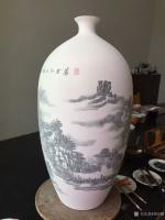 艺术家刘应雄日记:来醴陵将上次画的五彩带回，順便再画两个青花《萬里江山朝九嶷》【图5】