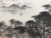 艺术家罗树辉日记:再画四尺《一叶轻舟万里途》。--“潮平两岸阔，风正一帆悬”。【图1】