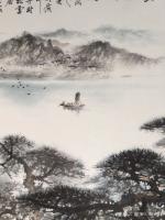 艺术家罗树辉日记:再画四尺《一叶轻舟万里途》。--“潮平两岸阔，风正一帆悬”。【图4】