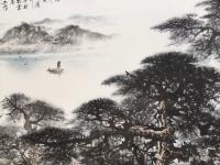 艺术家罗树辉日记:再画四尺《一叶轻舟万里途》。--“潮平两岸阔，风正一帆悬”。【图5】