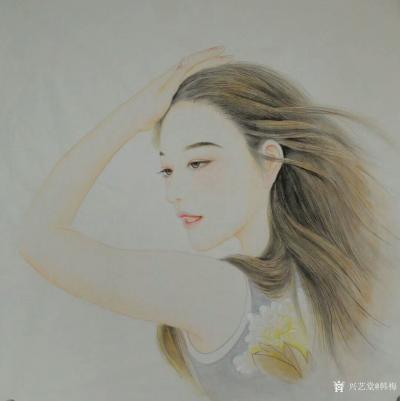 韩梅日记-工笔人物画四美图，现代美女与古代四大美女对比一下。
韩梅作品【图1】