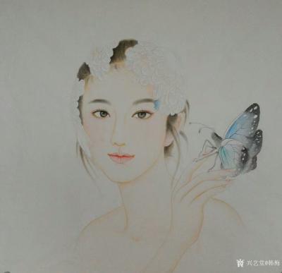 韩梅日记-工笔人物画四美图，现代美女与古代四大美女对比一下。
韩梅作品【图4】