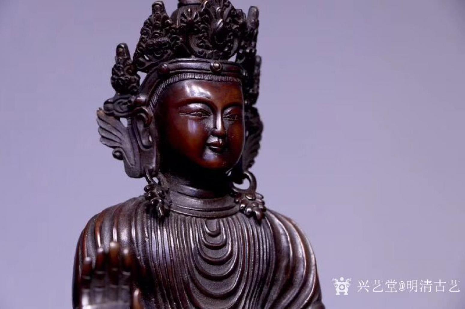 明清古艺文玩杂项作品《紫铜观音站像》【图2】