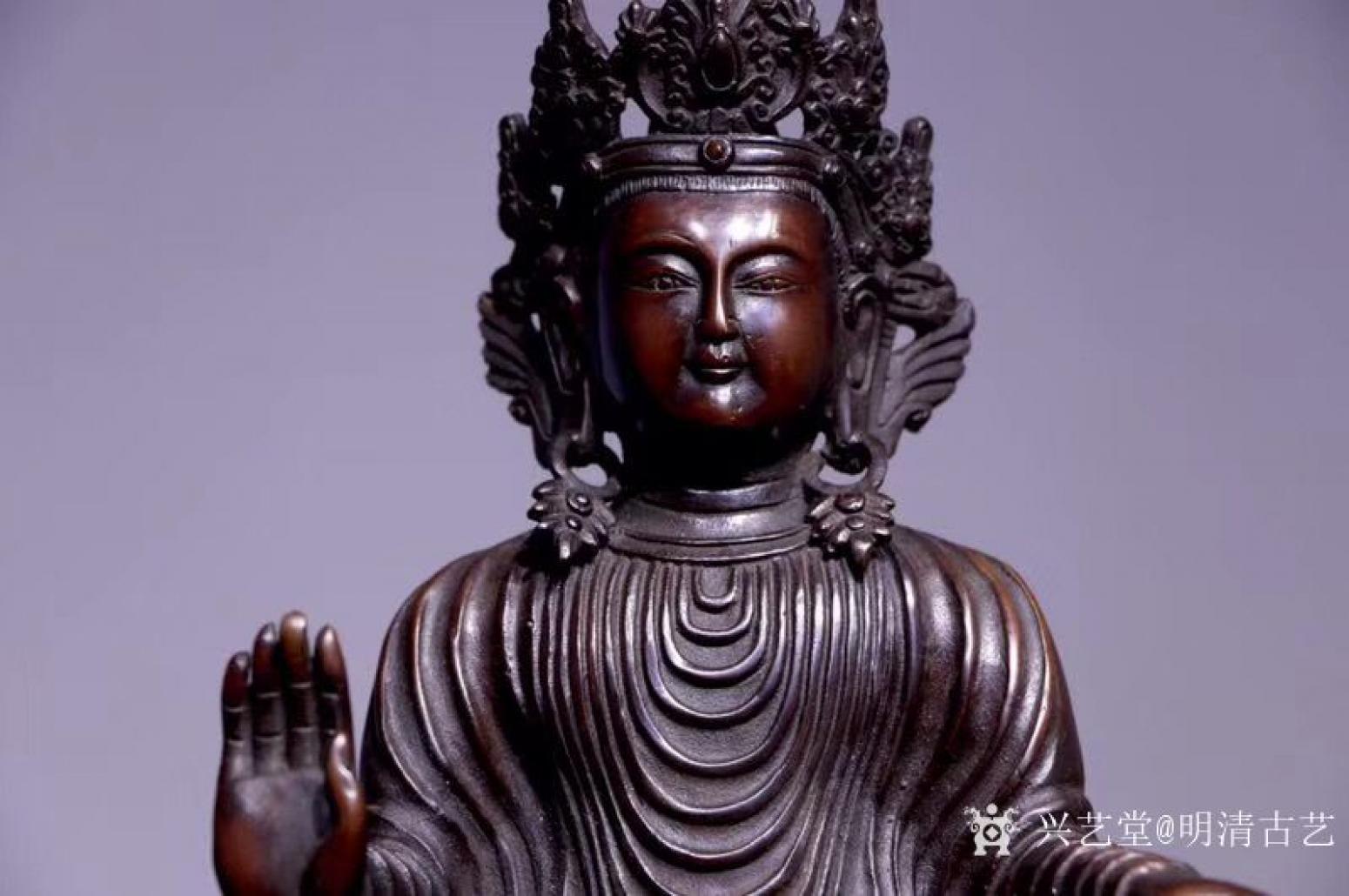 明清古艺文玩杂项作品《紫铜观音站像》【图3】